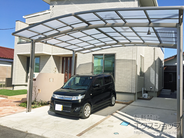 千葉県柏市ののカーポート ネスカR (ラウンドスタイル) ワイド 積雪〜20cm対応 施工例