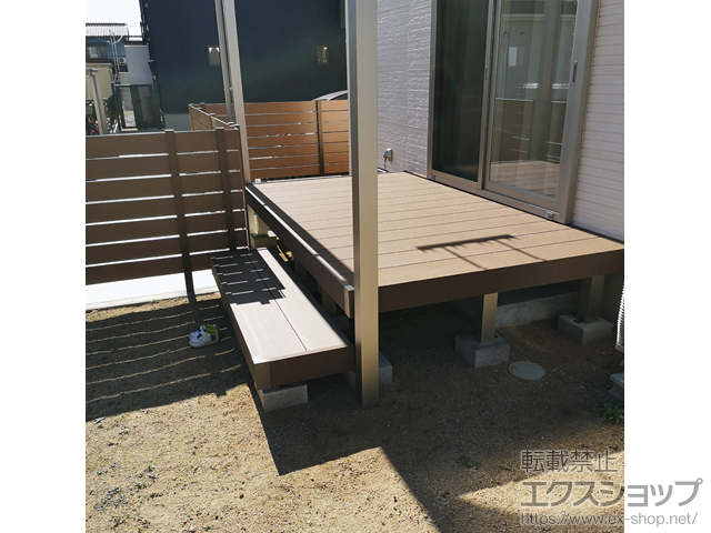 広島県尾道市ののウッドデッキ リウッドデッキ 200＋リウッド ステップ5型 Sタイプ（2段） 施工例