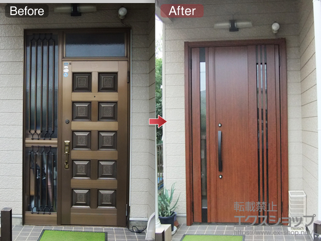 埼玉県桶川市のLIXIL リクシル（トステム）の玄関ドア リシェント玄関ドア3 断熱K4仕様 手動 親子仕様(ランマ無)R M83型 施工例