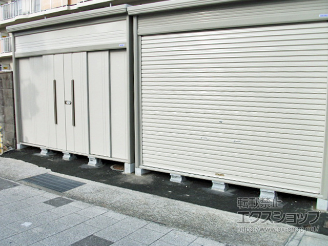 兵庫県尼崎市のの物置・屋外倉庫 Mr.トールマンダンディ (シャッター扉) 一般型 2900×2990×2570 JNE-2929-W 施工例