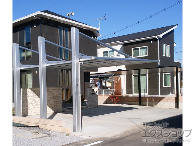 群馬県太田市ののカーポート ダブルフェース 積雪〜20cm対応 ※側面支持タイプ 施工例