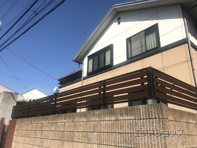 神奈川県川崎市ののフェンス・柵 モクアルフェンス　横板タイプ　自由柱施工 施工例