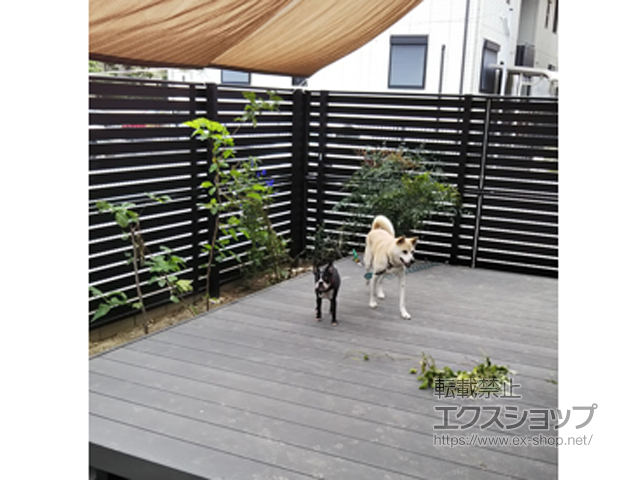 愛知県刈谷市のの門扉 モクアルフェンス 横板タイプ 自由柱施工 施工例