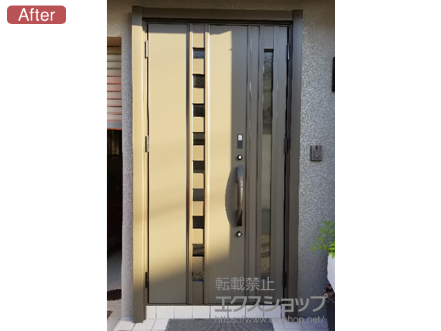 京都府京都市のLIXIL リクシル（トステム）の玄関ドア リシェント 玄関ドア3 断熱K4仕様 親子仕様(ランマ無)L M28型※タッチキー(リモコンタイプ)仕様 施工例