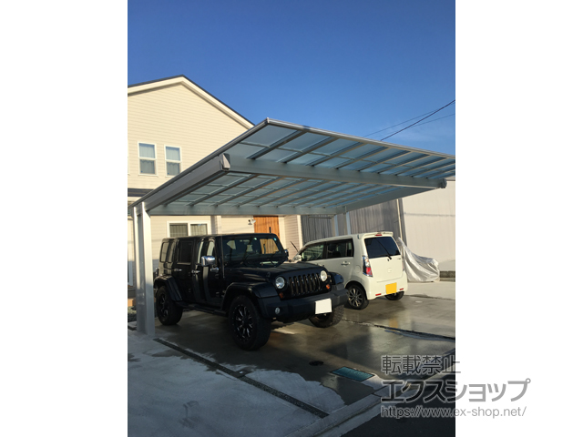 山梨県中巨摩郡昭和町ののカーポート エフルージュツインEX 後方支持タイプ 積雪〜20cm対応 施工例
