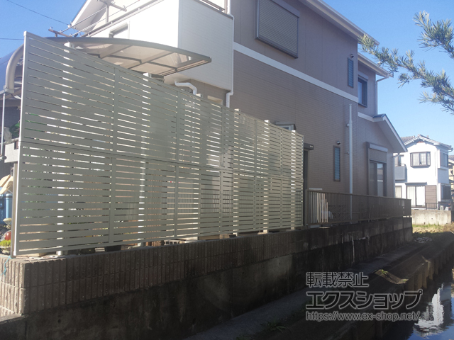 愛知県あま市ののフェンス・柵 プレスタフェンス7Y型 アルミ多段柱使用（パネル2段） 施工例