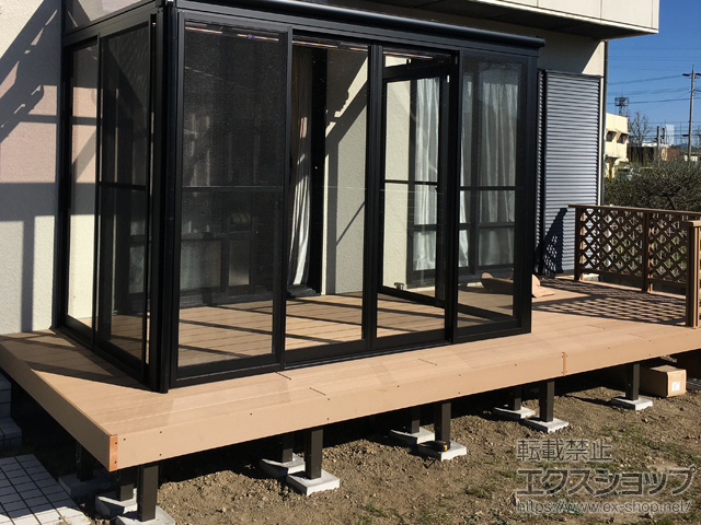 静岡県袋井市ののウッドデッキ 樹ら楽ステージ＋デッキフェンス＋ステップ2段×1台 施工例