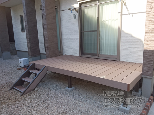 福岡県小郡市ののウッドデッキ 樹ら楽ステージ＋樹ら楽ステージ ステップ3段 施工例