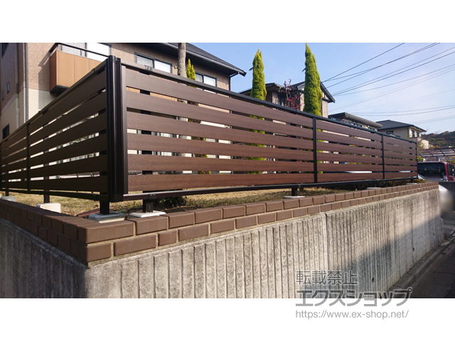 山口県宇部市ののフェンス・柵 モクアルフェンス 横板タイプ 自由柱施工 施工例