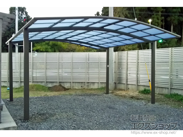 茨城県水戸市ののカーポート ネスカR (ラウンドスタイル) ワイド 積雪〜20cm対応 施工例