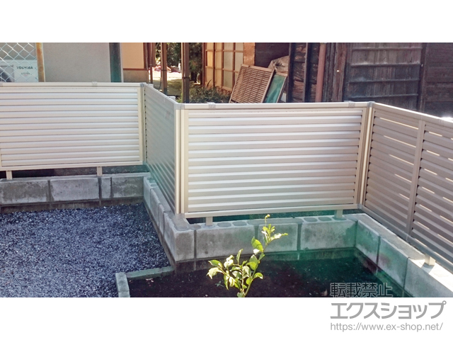 熊本県熊本市ののフェンス・柵 ミエーネフェンス 目隠しルーバータイプ 自由柱施工 施工例