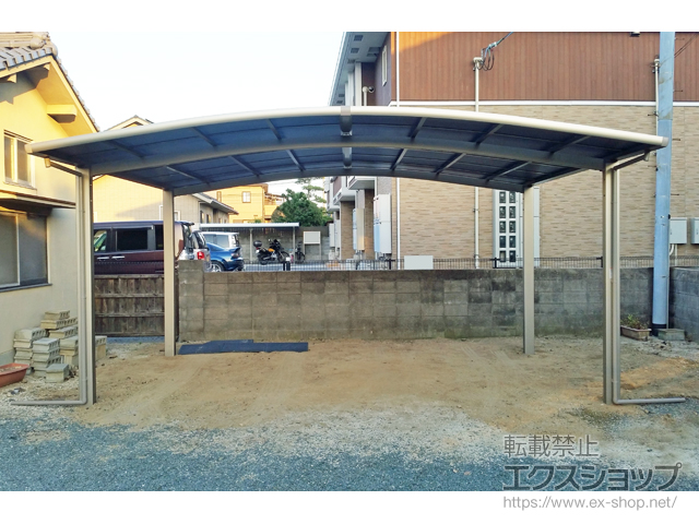 愛媛県松山市ののカーポート ネスカR (ラウンドスタイル) ワイド 積雪〜20cm対応 施工例