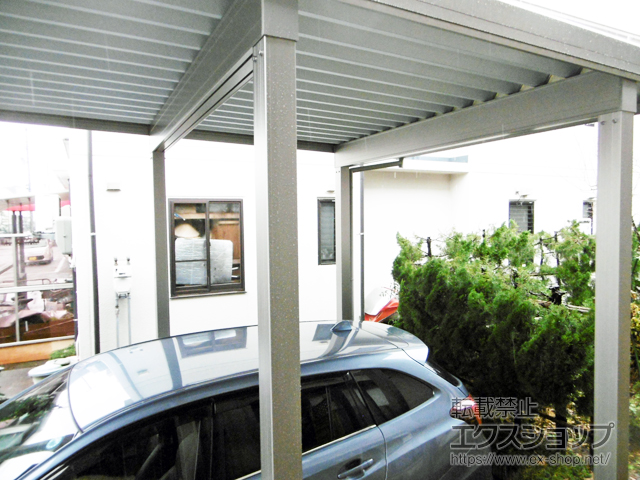 新潟県上越市のLIXIL リクシル（トステム）のカーポート テリオスポートIII 4500 角柱6本仕様 積雪〜150cm対応 施工例