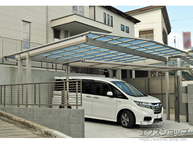 大阪府寝屋川市ののカーポート エフルージュツインEX 後方支持タイプ 積雪〜20cm対応 施工例