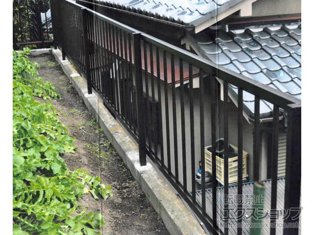 大阪府河内長野市ののフェンス・柵 ミエッタフェンス 防犯たて格子タイプ 自由柱施工 施工例