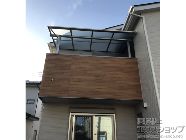 茨城県土浦市ののウッドデッキ、バルコニー・ベランダ屋根、カーポート ヴェクターテラス F型 屋根タイプ 単体 積雪〜20cm対応 施工例