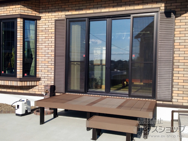 宮城県塩竈市ののウッドデッキ リウッドデッキ 200＋独立式　リウッド　ステップ2型 施工例