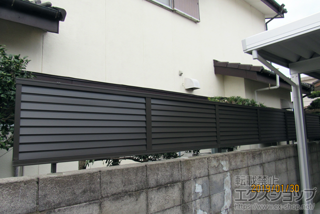 鹿児島県鹿屋市ののフェンス・柵 プレスタフェンス 8型 横ルーバー フリーポールタイプ 施工例