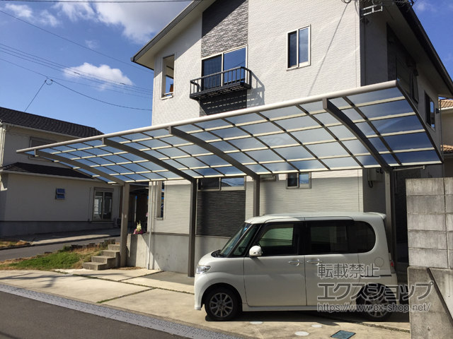 愛媛県今治市ののカーポート ネスカR (ラウンドスタイル) 縦連棟 積雪〜20cm対応 施工例