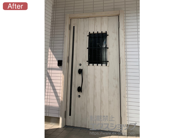 熊本県熊本市のLIXIL リクシル（トステム）の玄関ドア リシェント玄関ドア3 断熱K4仕様 手動 親子仕様(ランマ無)R D44型 施工例