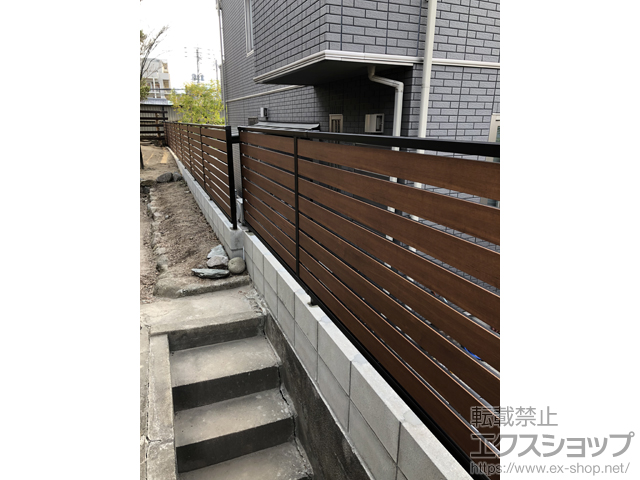 福岡県福岡市ののフェンス・柵 モクアルフェンス 横板タイプ 自由柱施工 施工例