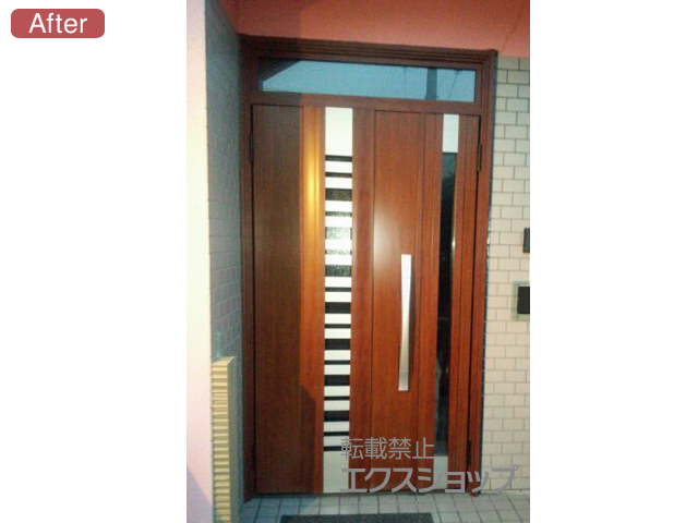 広島県安芸郡熊野町のLIXIL リクシル（トステム）の玄関ドア リシェント玄関ドア3 断熱K4仕様 親子仕様(ランマ付)L G82型 ※タッチキー(キー付リモコン)仕様 施工例