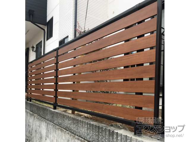 千葉県鎌ケ谷市ののフェンス・柵 モクアルフェンス 横板タイプ 自由柱施工 施工例