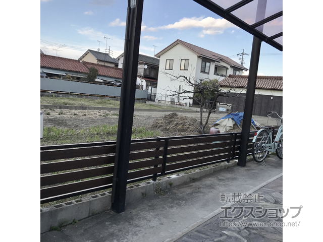 愛知県北名古屋市ののフェンス・柵 モクアルフェンス 横板タイプ 自由柱施工 施工例