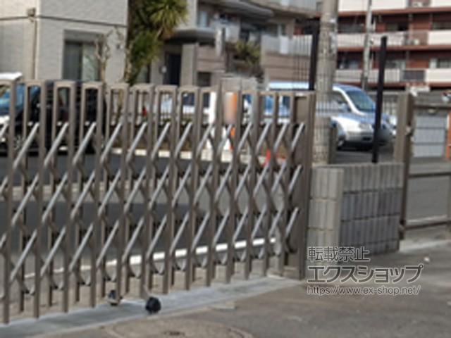 茨城県つくば市のの門扉 ユメッシュHR型門扉 片開き アルミ角型門柱 施工例