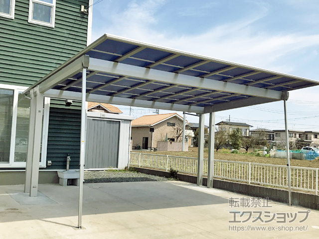 茨城県ひたちなか市ののカーポート エフルージュツインEX 後方支持タイプ 積雪〜20cm対応 施工例