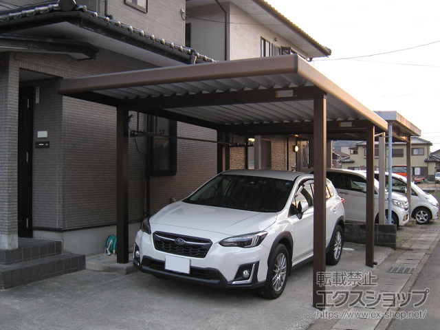 兵庫県豊岡市ののカーポート ジーポートneo Aタイプ 角柱4本柱 積雪〜100cm対応 施工例