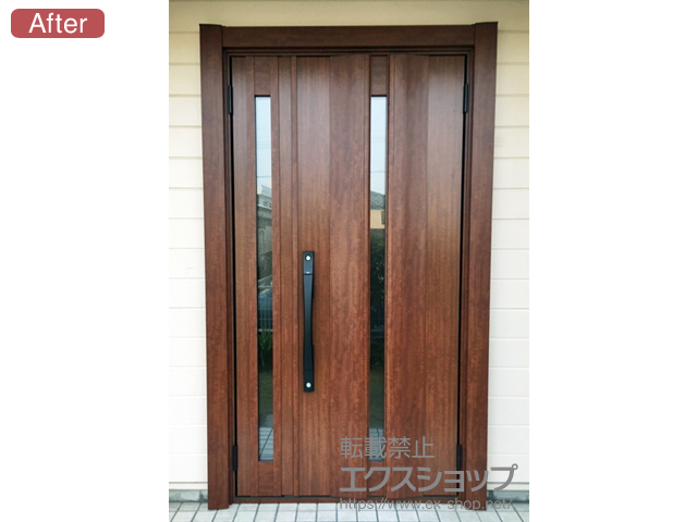 愛知県清須市のLIXIL リクシル（トステム）の玄関ドア リシェント玄関ドア3 断熱K4仕様 手動 親子仕様(ランマ無)R G12型 施工例