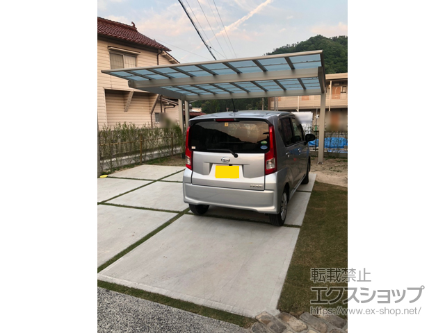 広島県安芸高田市ののカーポート エフルージュツインEX 後方支持タイプ 積雪〜20cm対応 施工例
