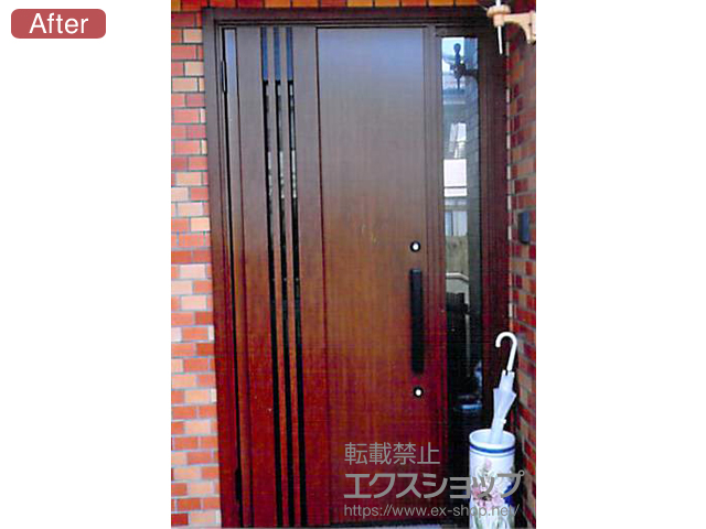 宮城県仙台市のLIXIL リクシル（トステム）の玄関ドア リシェント玄関ドア3 断熱K4仕様 手動 片袖仕様(ランマ無)L M83型 施工例