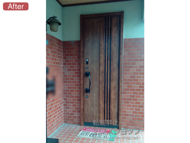 福岡県福岡市のLIXIL リクシル（トステム）の玄関ドア リシェント玄関ドア3 断熱K4仕様 片開き仕様(ランマ無)R M83型 施工例