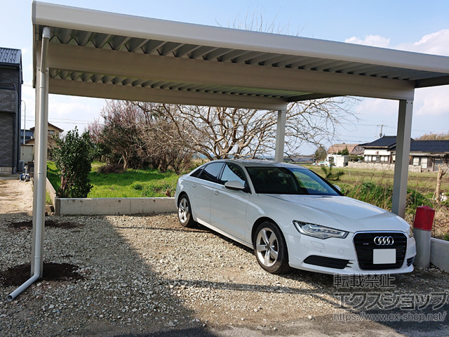 鳥取県西伯郡ののカーポート ジーポートneo Aタイプ 2台用 角柱4本柱 積雪〜100cm対応 施工例