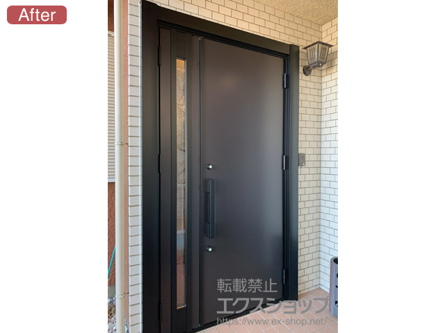 神奈川県横浜市のLIXIL リクシル（トステム）の玄関ドア リシェント玄関ドア3 断熱K4仕様 手動 片開き仕様(ランマ無)R M17型 施工例