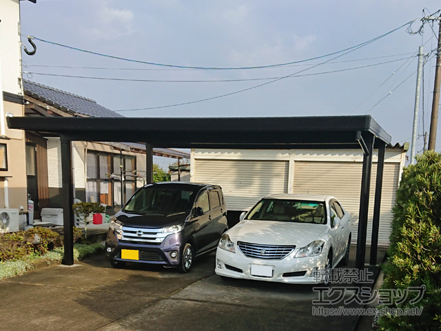 佐賀県杵島郡白石町のLIXIL リクシル（トステム）のカーポート テリオスポートIII 900 2台用 角柱4本柱 積雪〜30cm対応 施工例