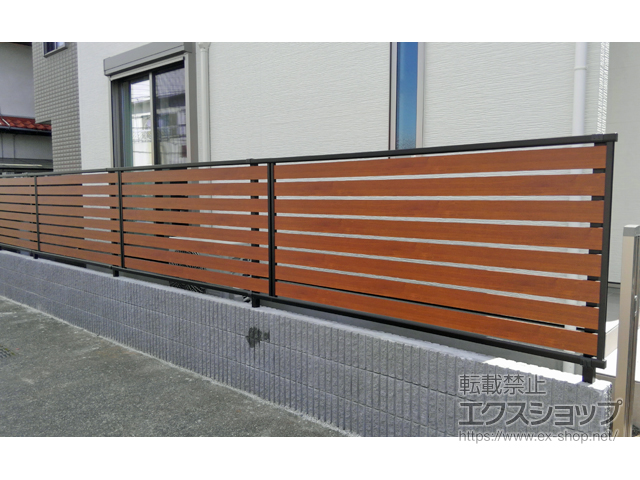神奈川県小田原市ののフェンス・柵 モクアルフェンス 横板タイプ 自由柱施工 施工例