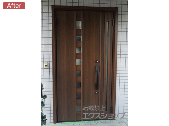 埼玉県比企郡小川町のLIXIL リクシル（トステム）の玄関ドア リシェント玄関ドア3 断熱K4仕様 手動 親子仕様(ランマ無)L M28型 施工例