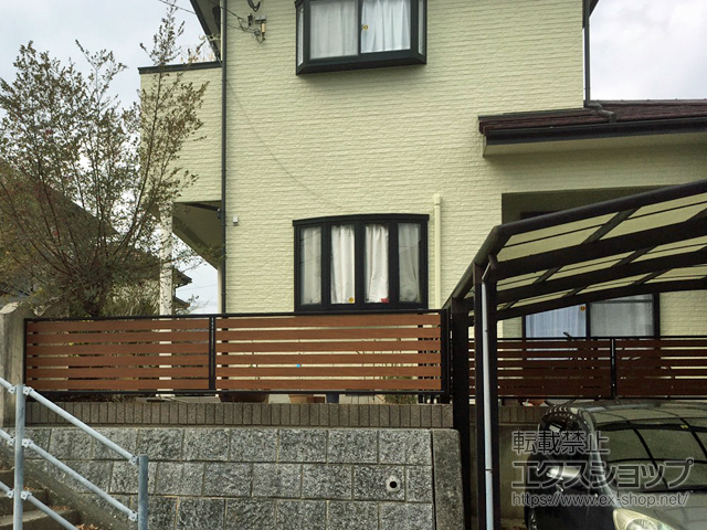 福岡県小郡市ののフェンス・柵 モクアルフェンス 横板タイプ 自由柱施工 施工例