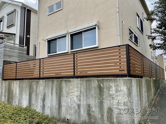 神奈川県茅ヶ崎市ののフェンス・柵 モクアルフェンス 横板タイプ 自由柱施工 施工例