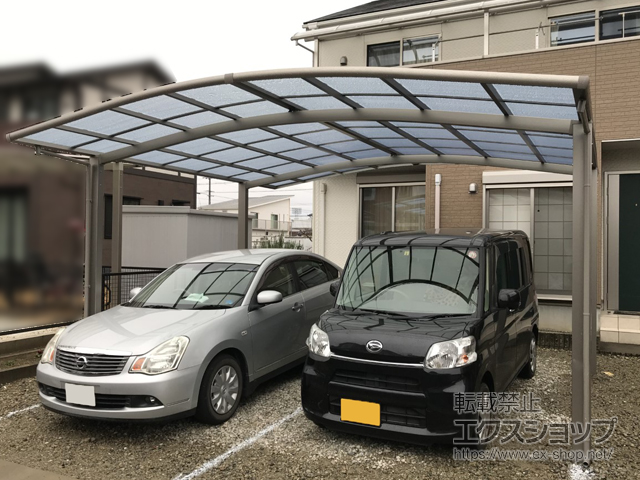 愛知県江南市ののカーポート ネスカR (ラウンドスタイル) ワイド 積雪〜20cm対応 施工例