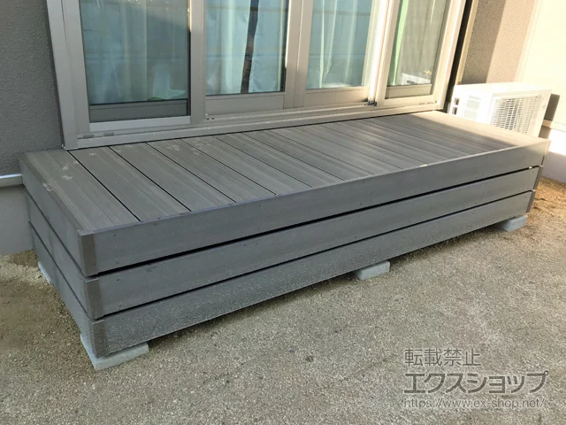 岡山県岡山市のLIXIL リクシル(TOEX)のウッドデッキ 樹ら楽ステージ 木彫 施工例