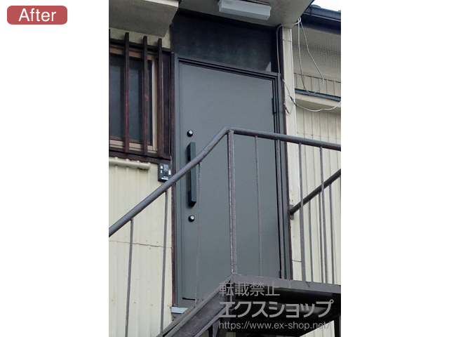 神奈川県横浜市のLIXIL リクシル（トステム）の玄関ドア リシェント玄関ドア3 断熱K4仕様 手動 片開き仕様(ランマ無)R M17型 施工例