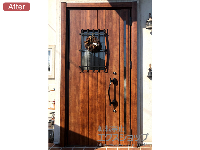 熊本県熊本市のLIXIL リクシル（トステム）の玄関ドア リシェント玄関ドア3 断熱K4仕様 手動 親子仕様(ランマ無)L D44型 施工例