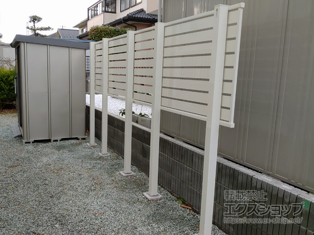 宮城県仙台市ののフェンス・柵 シンプレオフェンスSY1型 横半目隠し 上段のみ設置 自立建て用 施工例