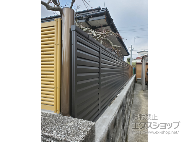 秋田県秋田市ののフェンス・柵 ミエーネフェンス 目隠しルーバータイプ 自由柱施工 施工例