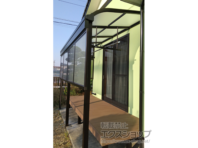 静岡県磐田市ののテラス屋根 プレシオステラスII R型 テラスタイプ 単体 積雪〜20cm対応 施工例