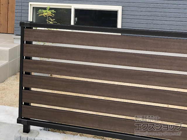 福岡県遠賀郡水巻町ののフェンス・柵 モクアルフェンス 横板タイプ　自由柱施工 施工例